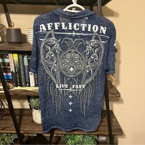 Affliction Polo Blue Size S